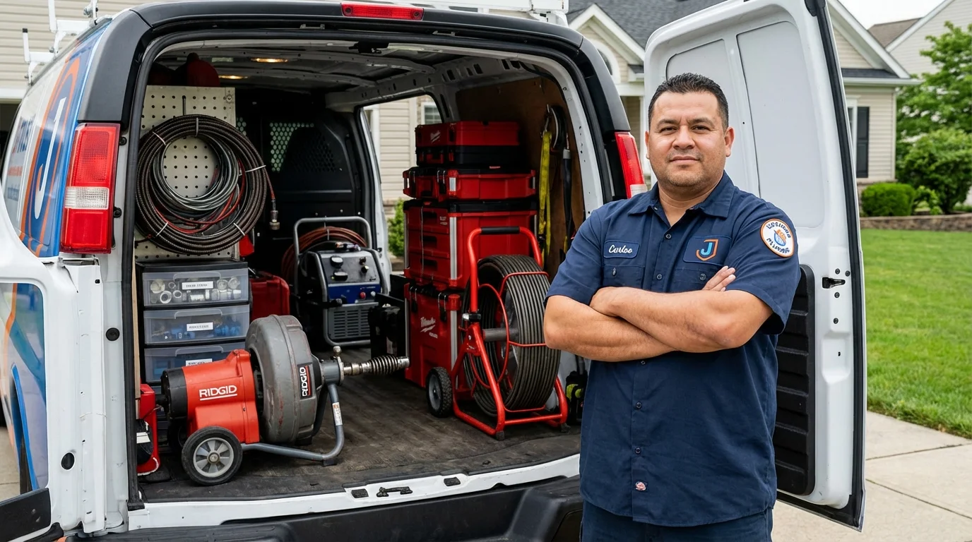 Professional drain cleaning equipment and Johns Plumbing LLC plumber in Saint Paul