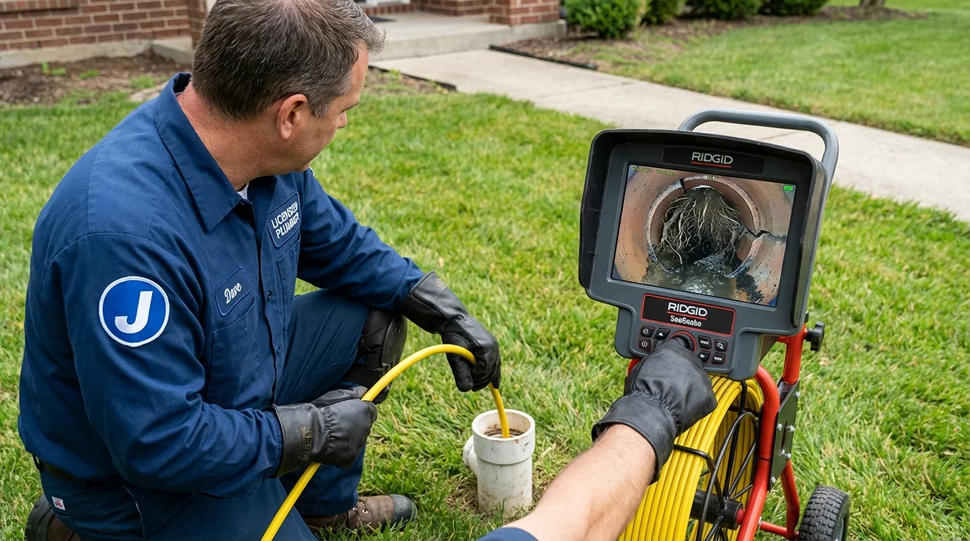 Sewer camera inspection being performed by Johns Plumbing LLC in Saint Paul